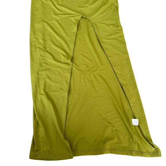 Front Twist Maxi Dress Cut Out Slit Green Womens Medium - Picture 3 of 6